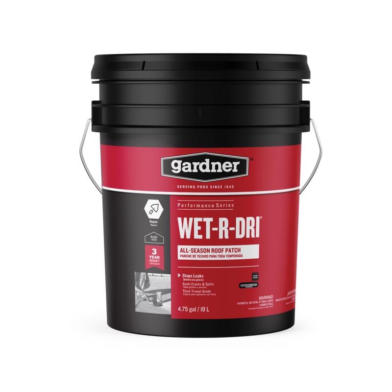 Gardner 0375-GA-36 WET-R-DRI Gloss Black Patching Cement All-Weather Roof Cement 5 gal