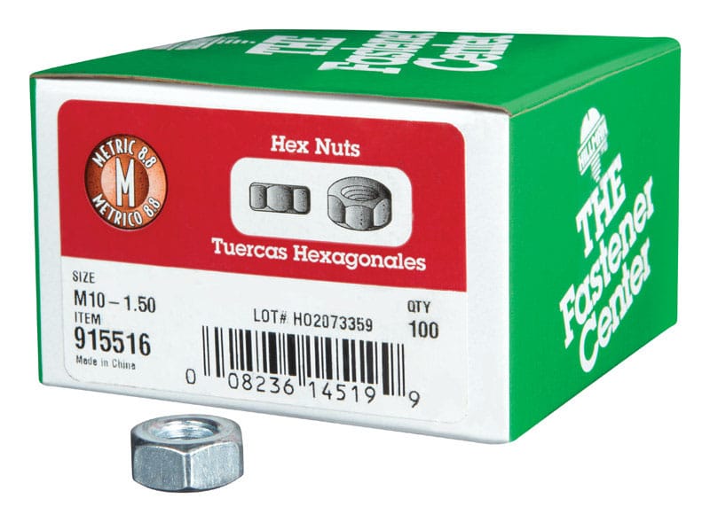 Hillman 915516 M10-1.50 mm Zinc-Plated Steel Metric Hex Nut 100 pk