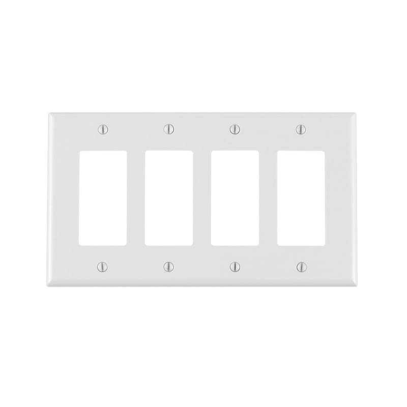 Leviton PJ264-00W White 4 gang Thermoplastic Nylon Decorator Wall Plate 1 pk