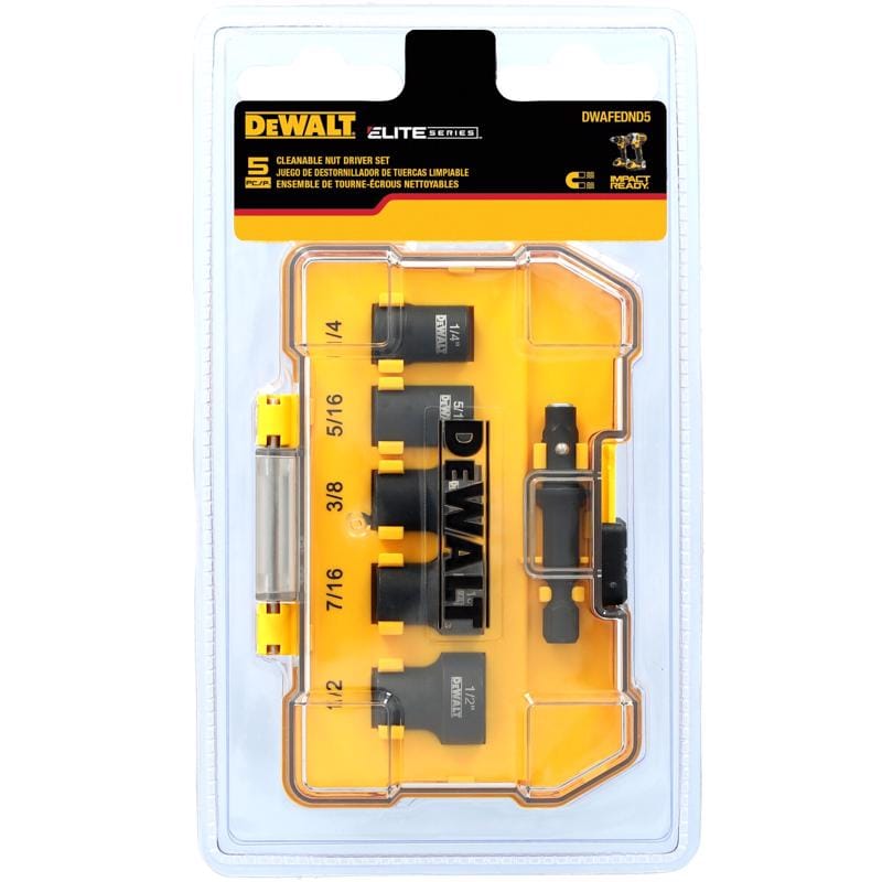 Dewalt DWAFEDND5 ELITE SERIES Assorted Detatchable Nut Driver Set Black Oxide 5 pc