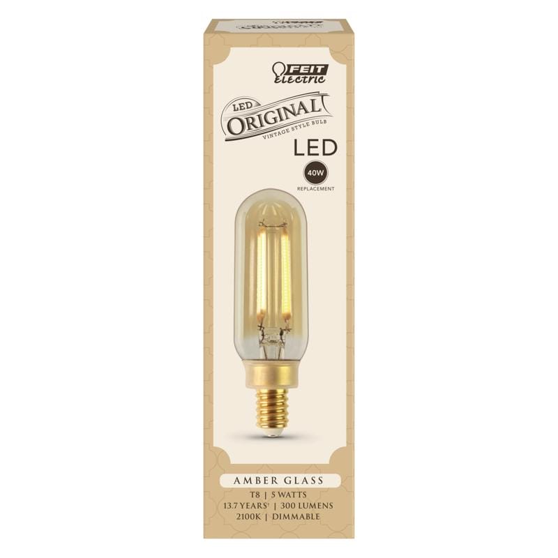 Feit T8C/VG/LED T8 E12 (Candelabra) LED Bulb Amber 40 Watt Equivalence 1 pk
