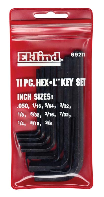 Eklind 69211 Hex-L .050 to 3/8 in. SAE Short Arm Hex L-Key Set 11 pc