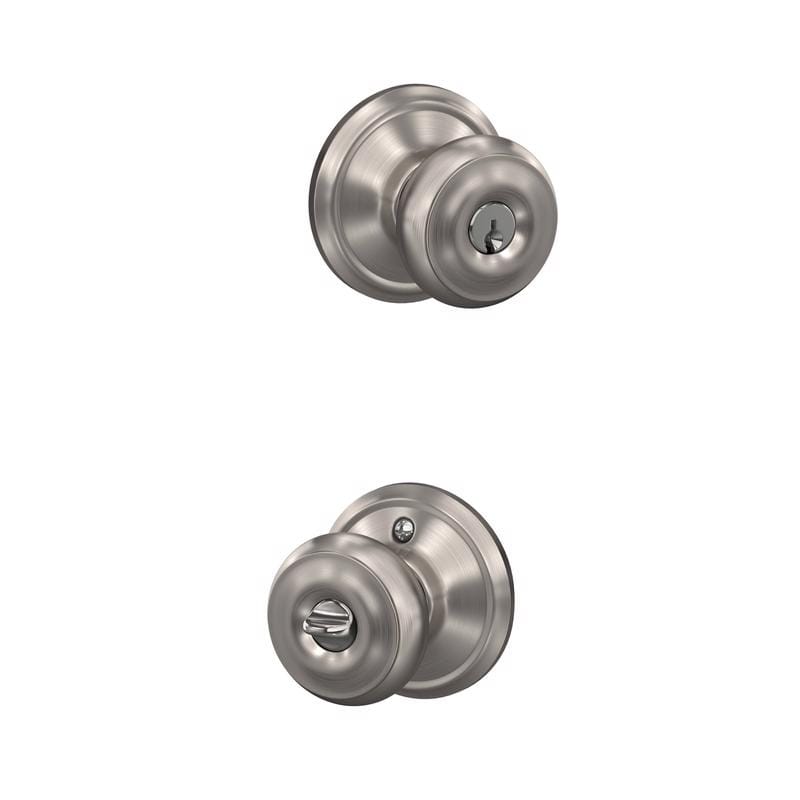 Schlage F51VGEO619 Georgian Satin Nickel Entry Door Knob 1-3/4 in.