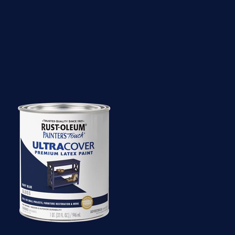 Rust-Oleum 1922502 Painters Touch Ultra Cover Gloss Navy Blue Water-Based Acrylic Ultra Cover Paint 1 qt