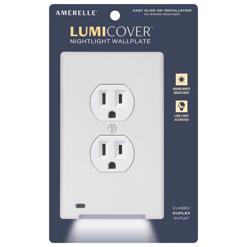 Lumicover LCF-CDO-W Amerelle White 1 gang Plastic Decorator/Duplex Nightlight Wall Plate 1 pk