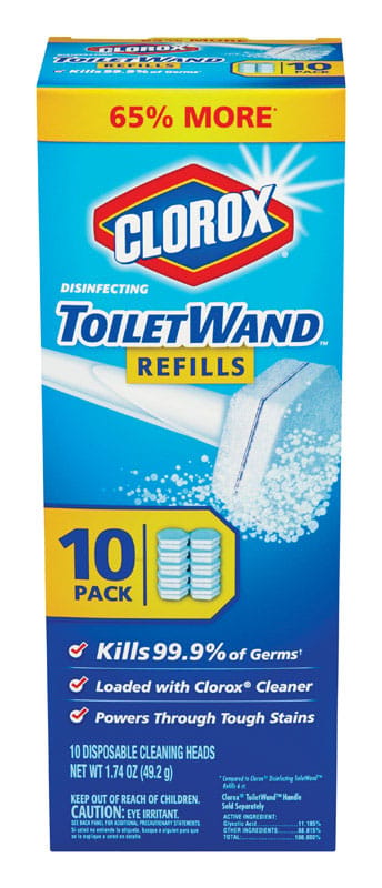 Clorox 10044600316205 No Scent Toilet Wand Refill Heads 1.74 oz Cloth