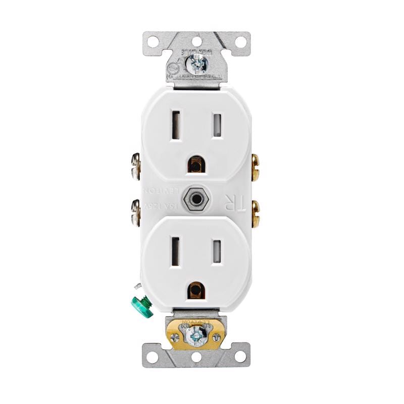Leviton TCBR1-00W 15 amps 125 V Duplex White Outlet 5-15R 1 pk
