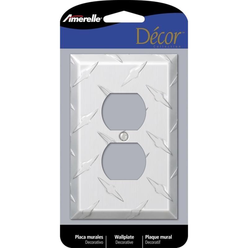 Amerelle 955D Diamond Magnesium 1 gang Stamped Aluminum Duplex Wall Plate 1 pk