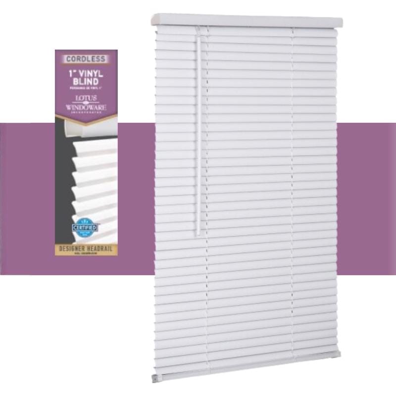 Lotus Blinds MAX4772WH Living Accents Vinyl 1 in. Mini-Blinds 47 in. W X 72 in. H White Cordless