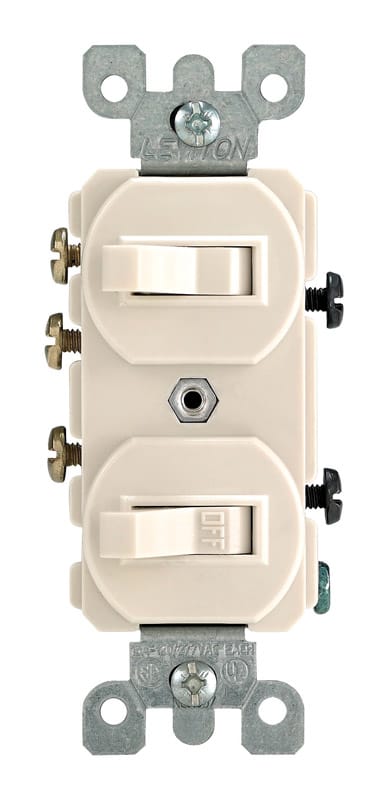 Leviton 05241-0TS 15 amps Single Pole or 3-way Rocker Duplex Combination Switch Light Almond 1 pk