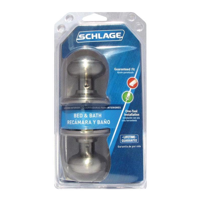 Schlage F40VGEO619 Georgian Satin Nickel Privacy Lockset 1-3/4 in.
