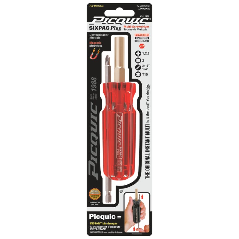 Picquic 88103 SIXPAC Plus Multi-Bit Screwdriver 6 in. 7 pc