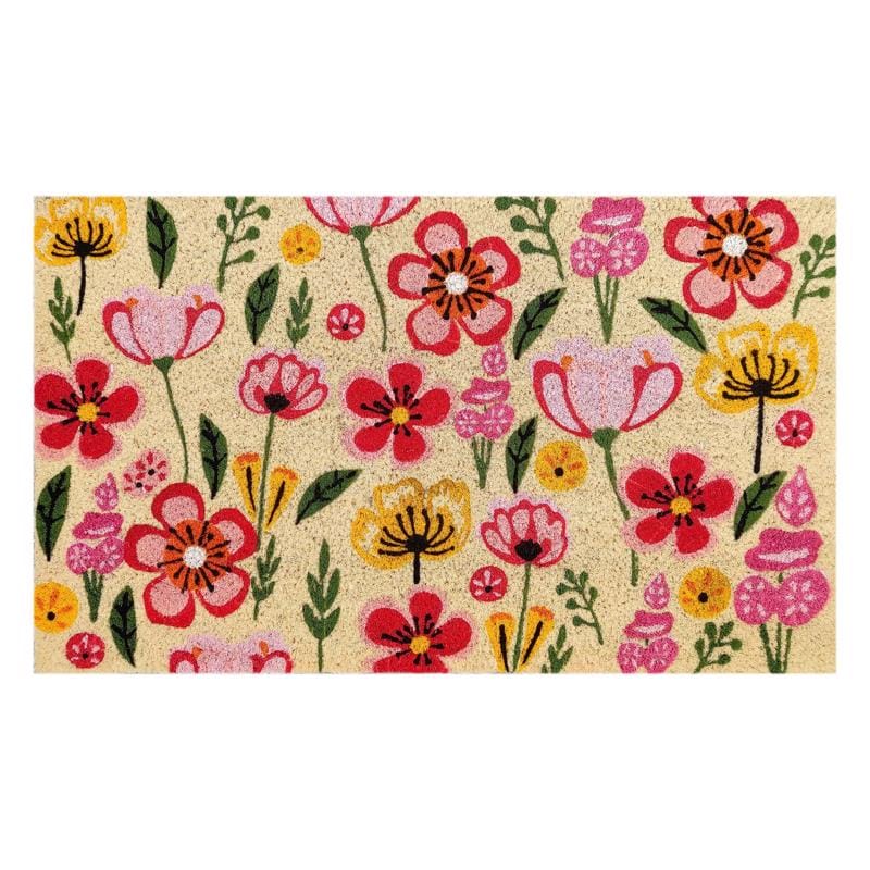 First Concept FC-73193 18 in. W X 30 in. L Multi-Color Floral Coir Door Mat