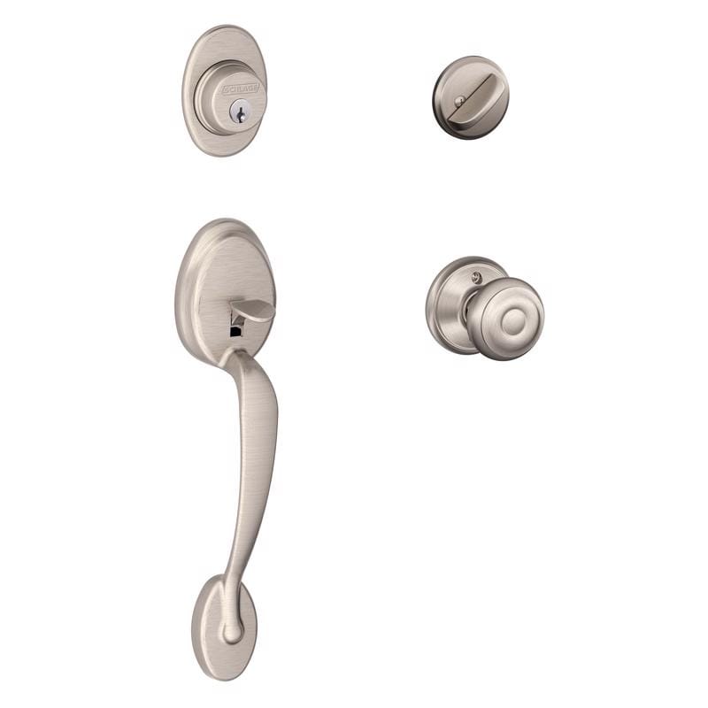 Schlage F60GPLY619GEO Plymouth, Georgian Satin Nickel Handleset