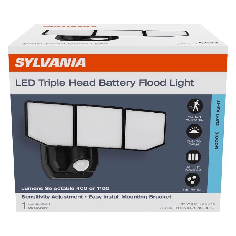 Sylvania 66950 Motion-Sensing Battery Powered LED Black Security Light