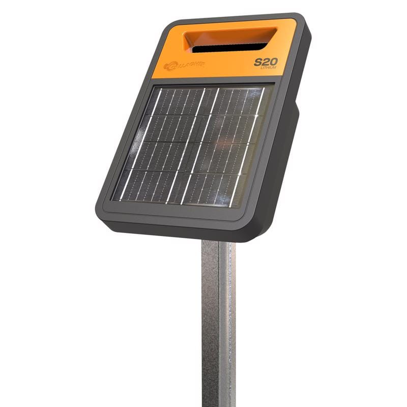 Gallagher G350404 S20 Solar-Powered Lithium Solar Energizer Black/Orange