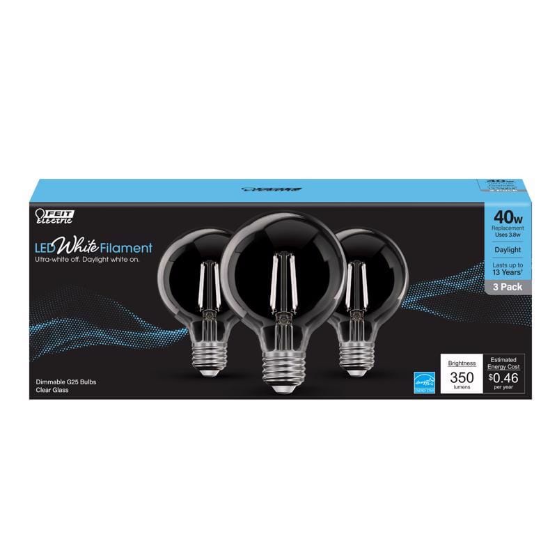 Feit G2540950CAWFIL3 White G25 E26 (Medium) Filament LED Bulb Daylight 40 Watt Equivalence 3 pk