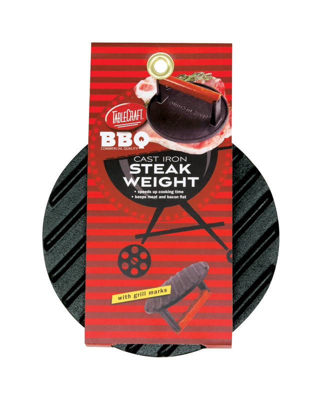 Tablecraft BBQ3015 BBQ Gray Cast Iron Steak Weight w/Handle