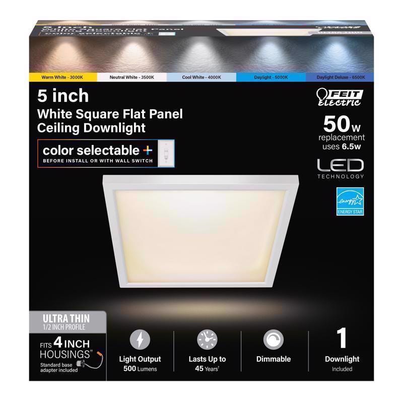 Feit 74204/6WYCA EDGELIT 1.1 in. H X 5 in. W X 5 in. L Frost White LED Flat Panel Light Fixture