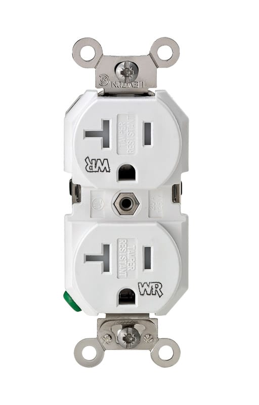 Leviton TWR20-00W 20 amps 125 V Duplex White Outlet 5-20R 1 pk