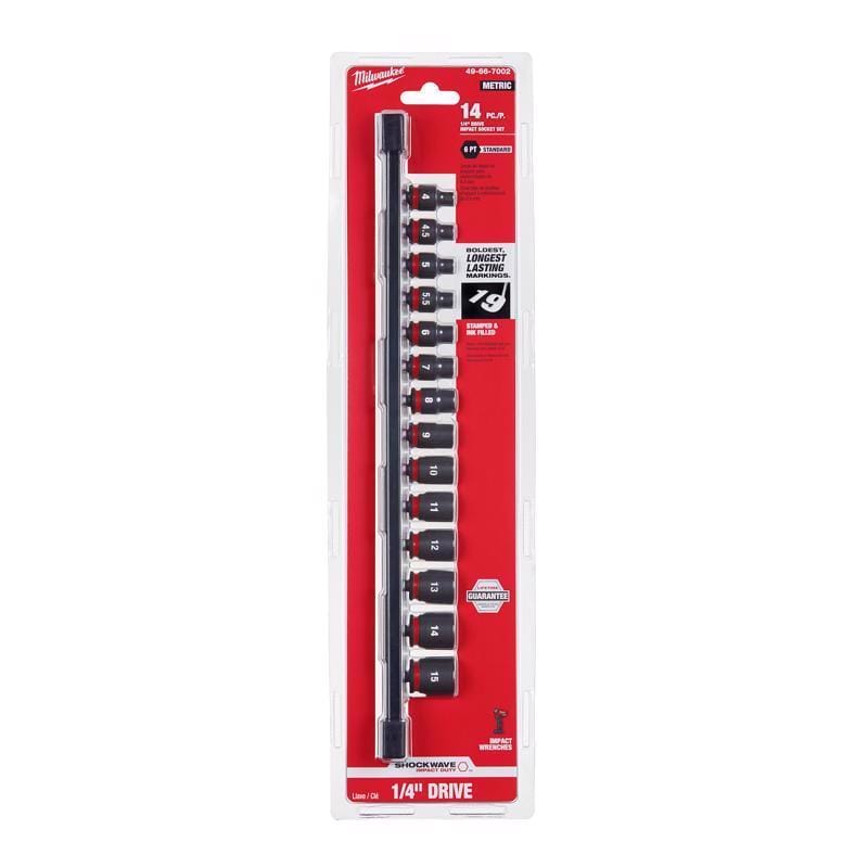 Milwaukee 49-66-7002 Shockwave 1/4 in. drive Metric 6 Point Standard Impact Rated Socket Set 14 pc