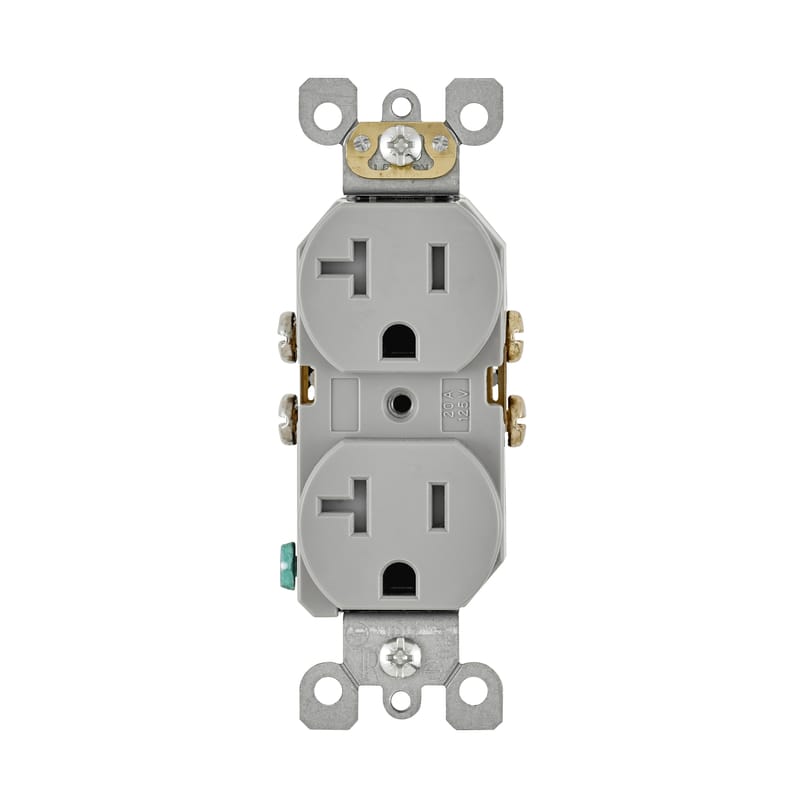 Leviton T5820-GY 20 amps 125 V Duplex Gray Outlet 5-20R 1 pk