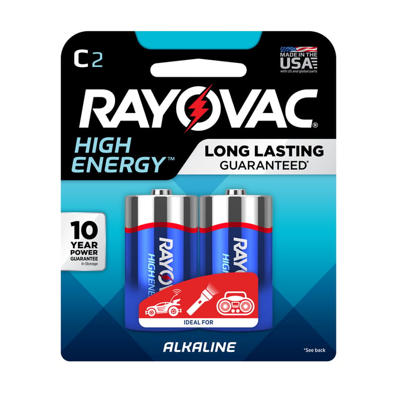 Rayovac 814-2 GENK.01 High Energy C Alkaline Batteries 2 pk Carded
