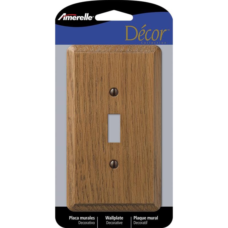Amerelle 901T Contemporary Medium Brown 1 gang Oak Wood Toggle Wall Plate 1 pk