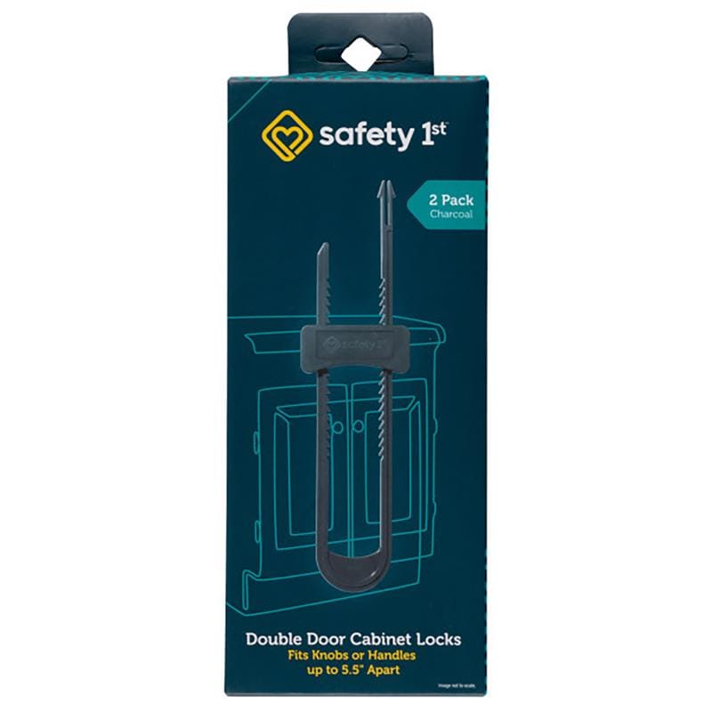 Safety 1ST HS170 Black Plastic Cabinet Slide Locks 2 pk