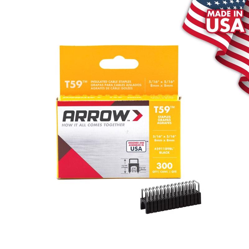 Arrow 591188BL T59 5/16 in. W X 11/16 in. L 18 Ga. Wide Crown Insulated Staples 300 pk