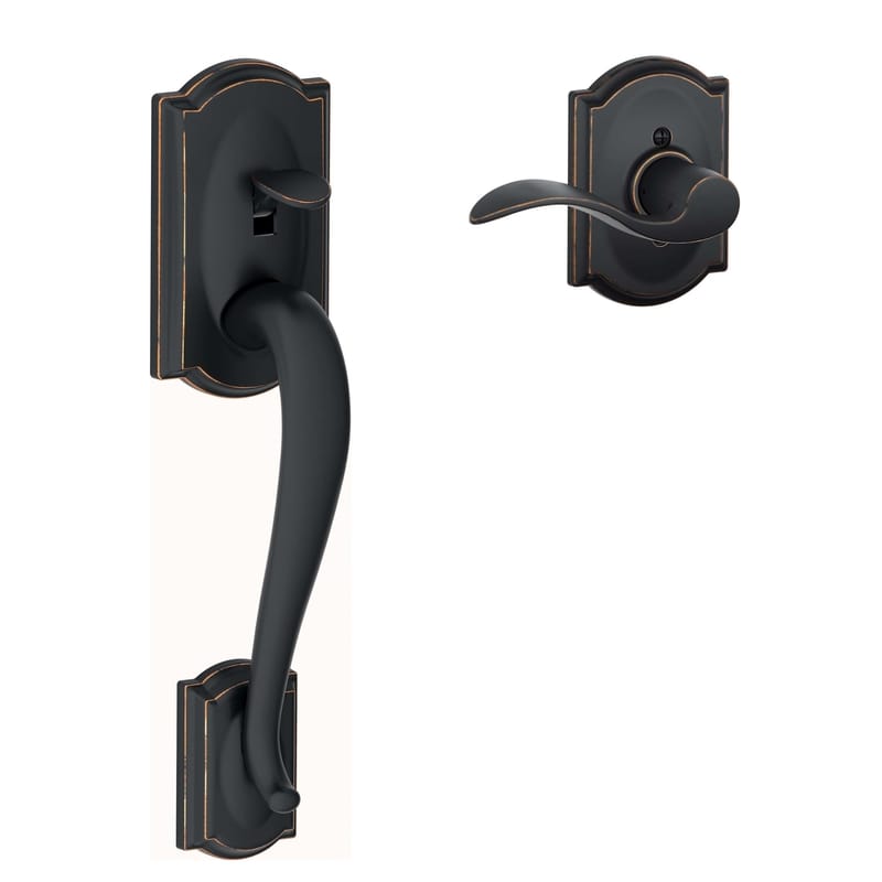 Schlage FE285GCAM716ACC Camelot Aged Bronze Handleset
