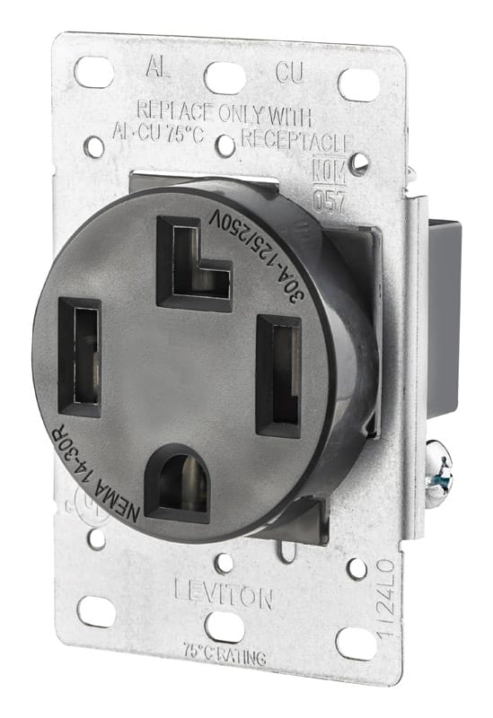 Leviton R10-00278-S00 30 amps 125/250 V Duplex Black Outlet 14-30R 1 pk