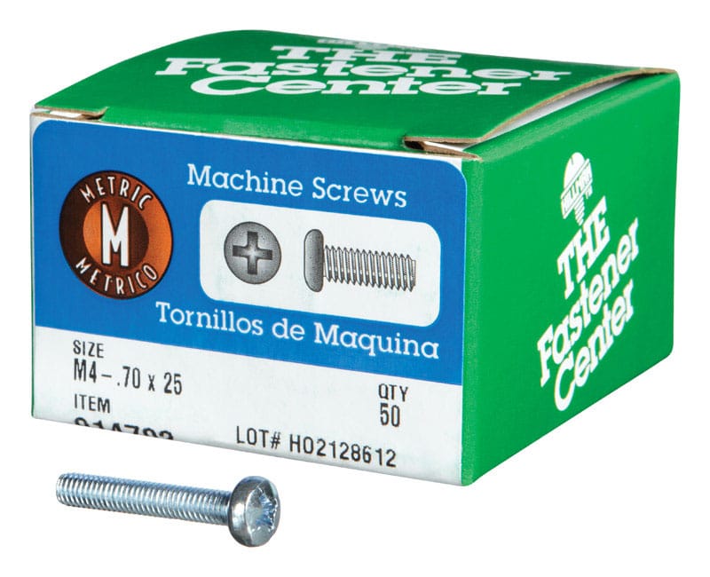 Hillman 914702 M4-0.7 Ga. X 25 mm L Phillips Pan Head Zinc-Plated Steel Metric Machine Screws 1 pk