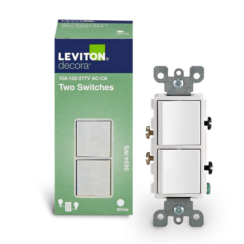Leviton 05634-0WS Decora 15 amps Single Pole Combination AC Quiet Switch White 1 pk