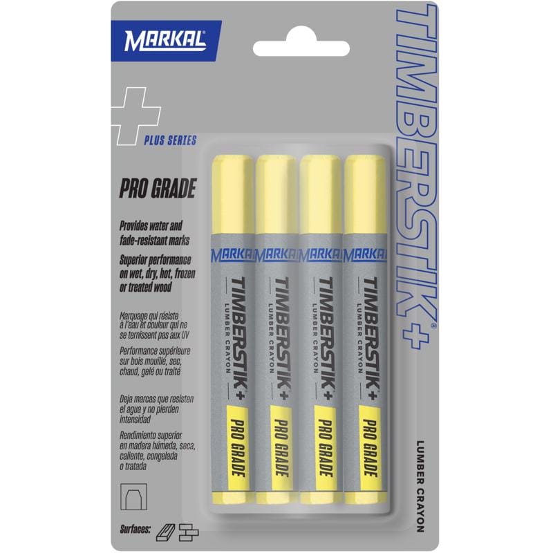 Markal 80441 Timberstik Plus 8 in. L Lumber Crayon Yellow 4 pc
