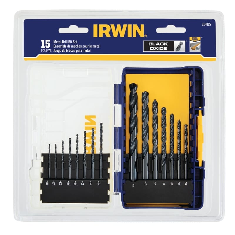 Irwin 314015 High Speed Steel Drill Bit Set Straight Shank 15 pc