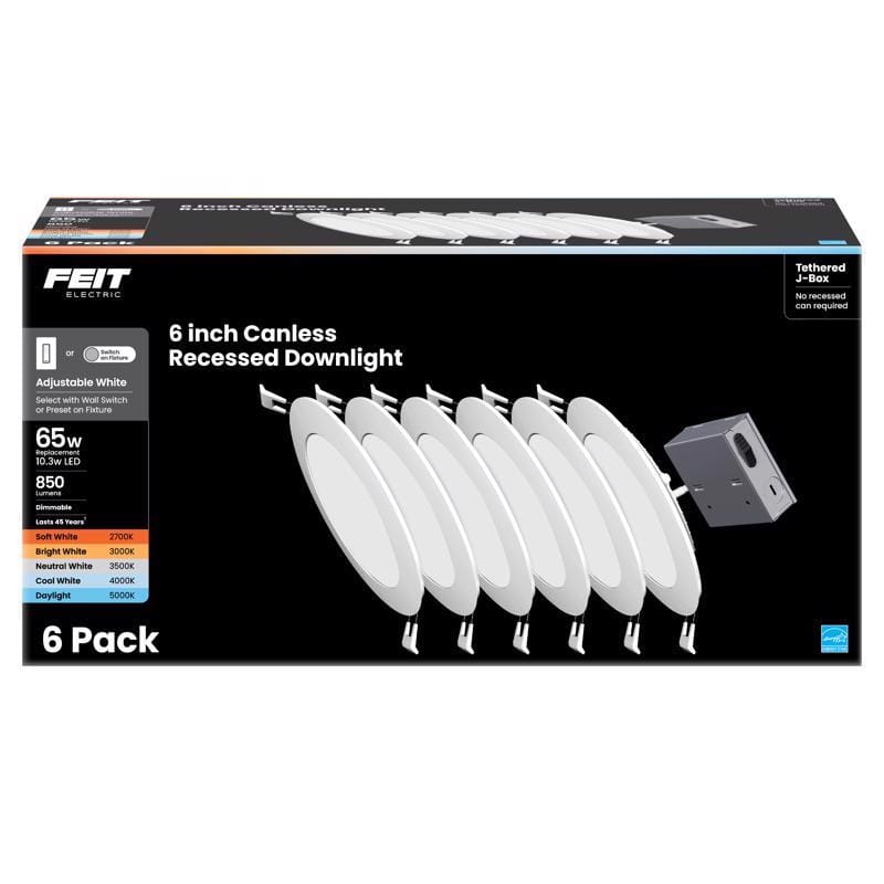 Feit LEDR6XT/5CCT/6 LED Retrofits White 7.1 in. W LED Canless Recessed Downlight 13 W