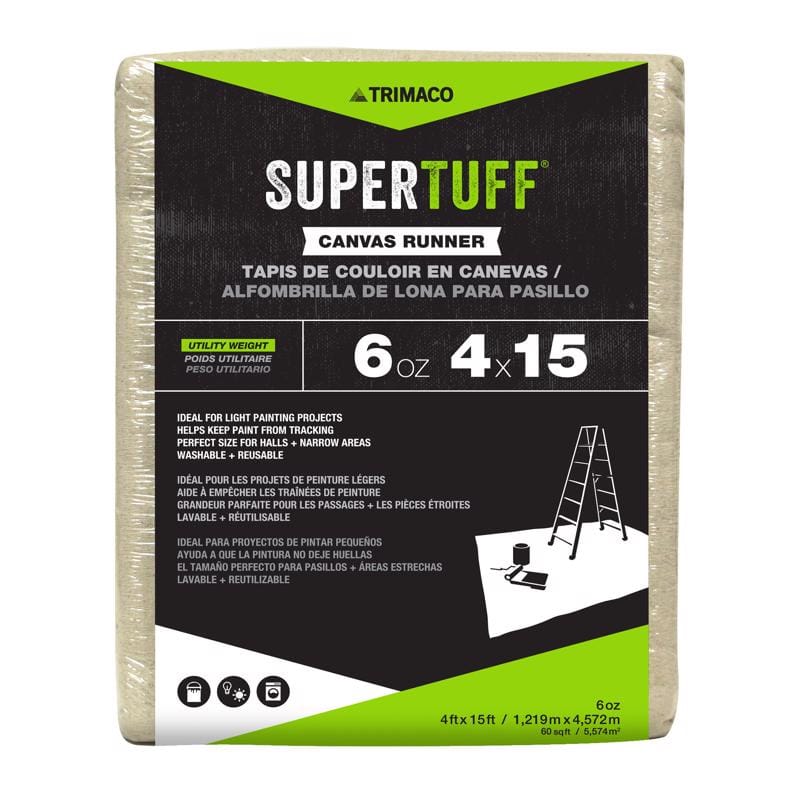 Trimaco 56708 SuperTuff 4 ft. W X 15 ft. L X 30 mil 6 oz Canvas Drop Cloth 1 pk