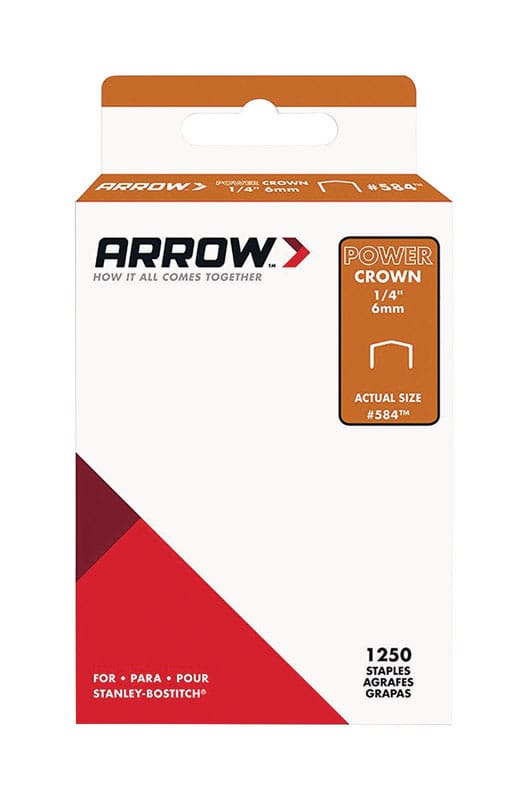 Arrow 584SP #584 3/8 in. W X 1/4 in. L 18 Ga. Power Crown Standard Staples 1250 pk