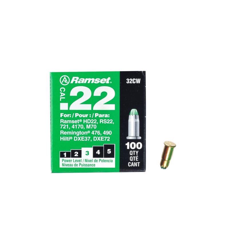 Ramset 00601 0.22 in. D X 2 in. L Steel Flat Head Powder Loads 100 pk