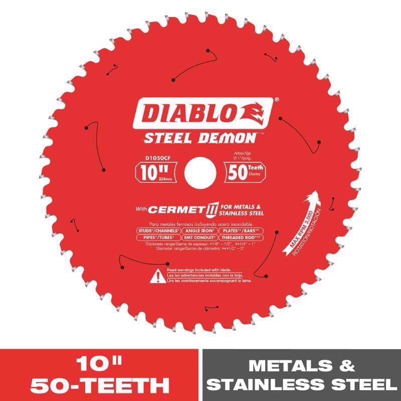 Diablo D1050CF Steel Demon 10 in. D X 1 in. Cermet Metal Saw Blade 50 teeth 1 pk