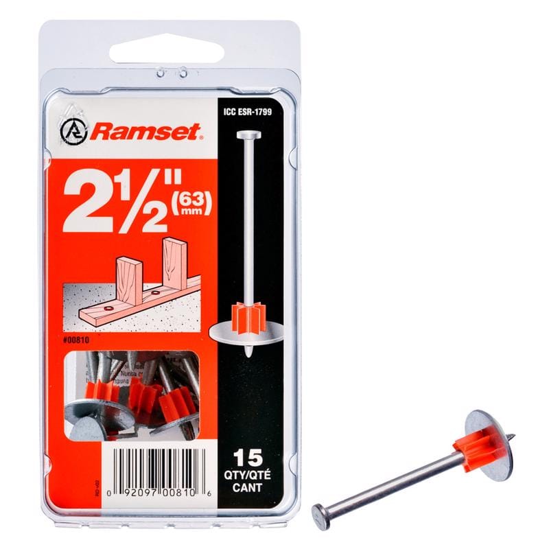 Ramset 00810 .3 in. D X 2-1/2 in. L Steel Flat Head Drive Pin with Washer 15 pk