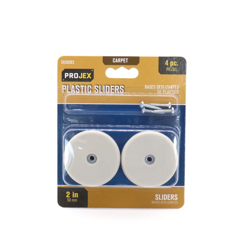 Projex P0032 White 1-3/16 in. Nail-On Plastic Chair Glide 4 pk