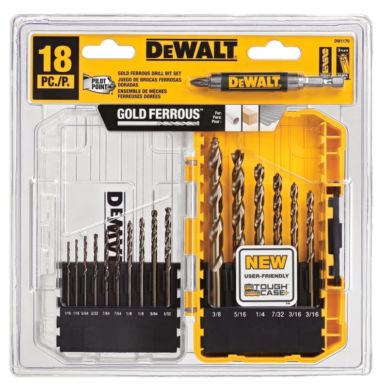 Dewalt DW1170 Pilot Point Assorted Ferrous Oxide Drill Bit Set Round Shank 18 pc