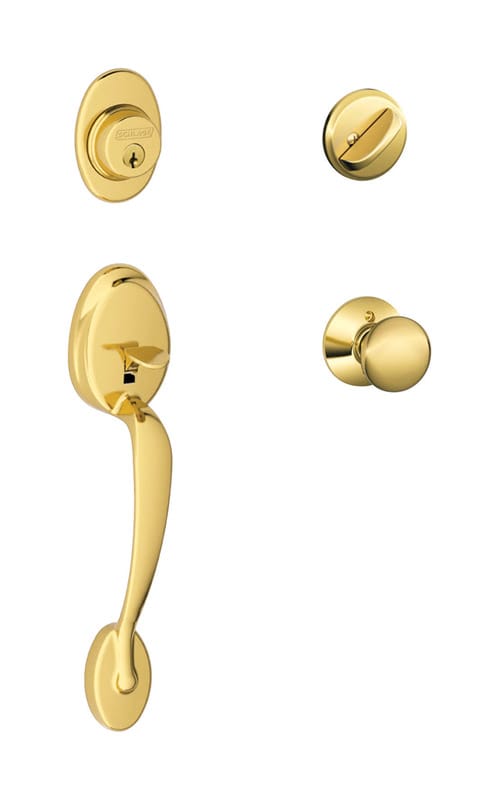 Schlage F60PLY605 Plymouth Bright Brass Handleset