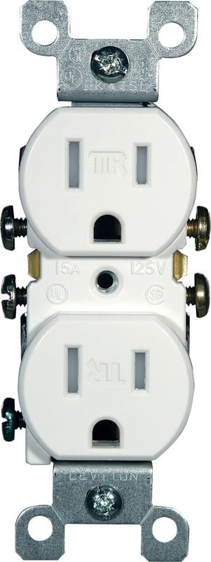 Leviton T5320-00W 15 amps 125 V Duplex White Outlet 5-15R 1 pk