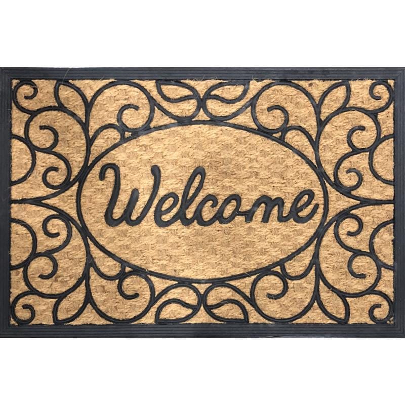 Rockport Premium 7039910 24 in. W X 36 in. L Black/Brown Coir/Rubber Door Mat