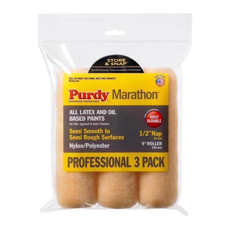 Purdy 14F861100 Marathon Nylon/Polyester 9 in. W X 1/2 in. Paint Roller Cover 3 pk