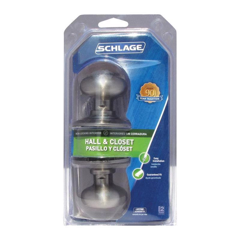 Schlage F10VPLY619 Plymouth Satin Nickel Passage Lockset 1-3/4 in.