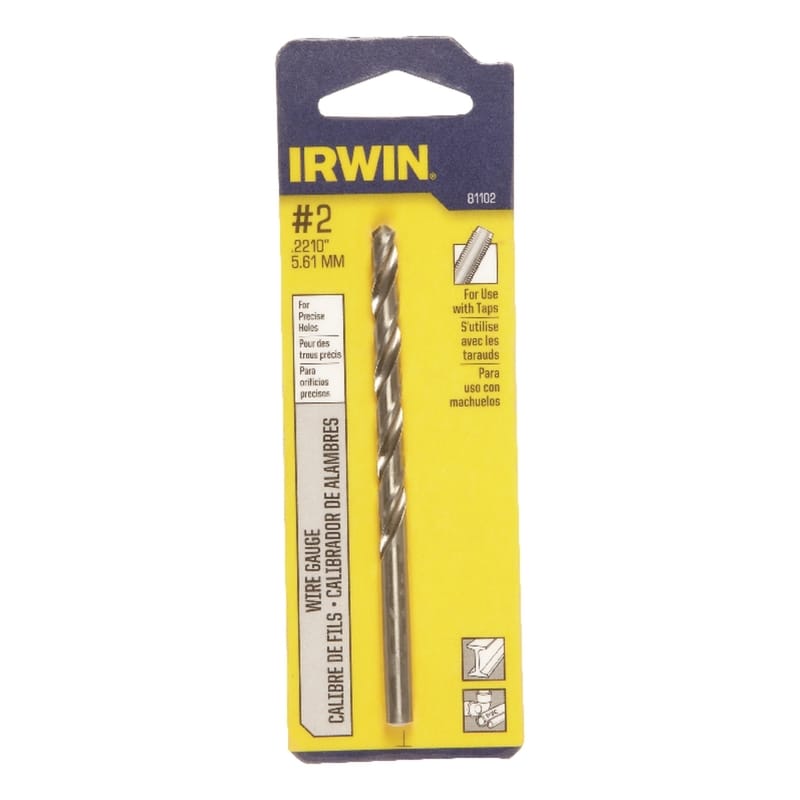 Irwin 81102 #2 X 3-7/8 in. L High Speed Steel Wire Gauge Bit Straight Shank 1 pc